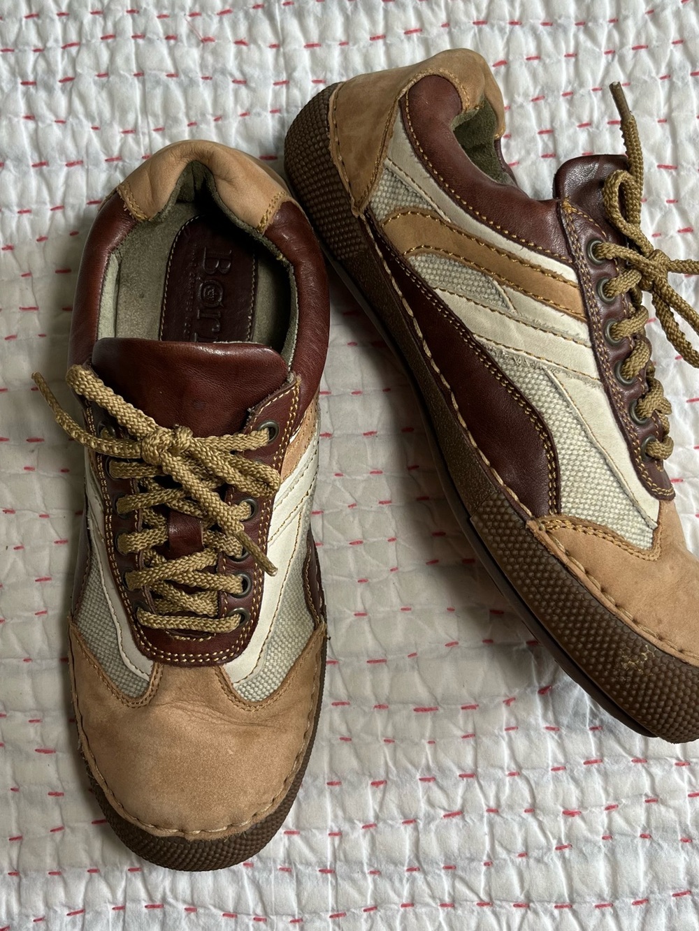 Born Men's Brown, Tan & Cream Lace-Up Sneakers